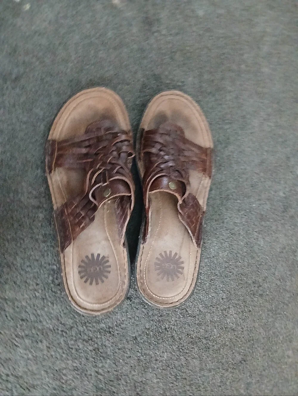 UGG Sandal Womens 8 Brown Keala Weaved Open Toe Slip On Casual Leather 1006539
